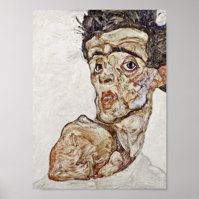 Egon Schiele - Self Portrait with Raised Shoulder Poster (Front)