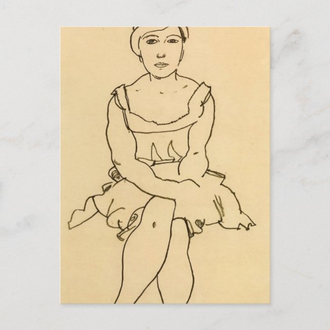 Egon Schiele- Sitting Woman Postcard (Front)