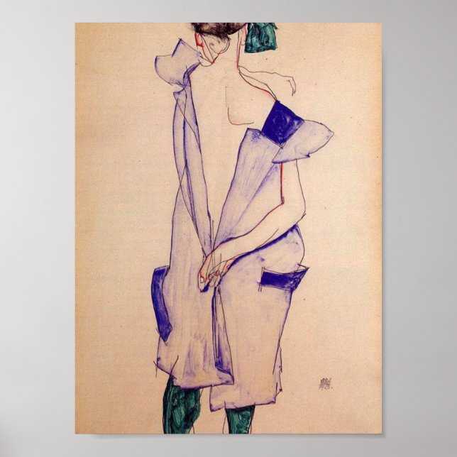 Egon Schiele - Standing Girl In A Blue Dress Poster (Front)