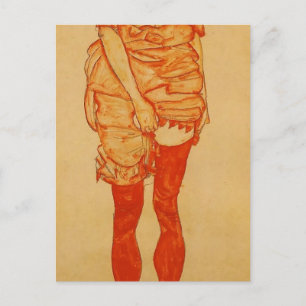 Egon Schiele- Standing Woman in Red Postcard