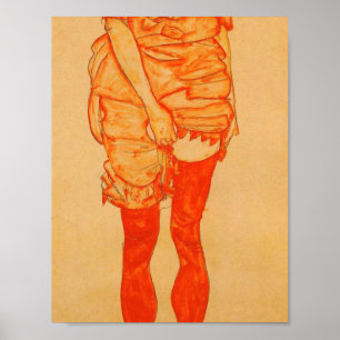 Egon Schiele - Standing Woman In Red Poster