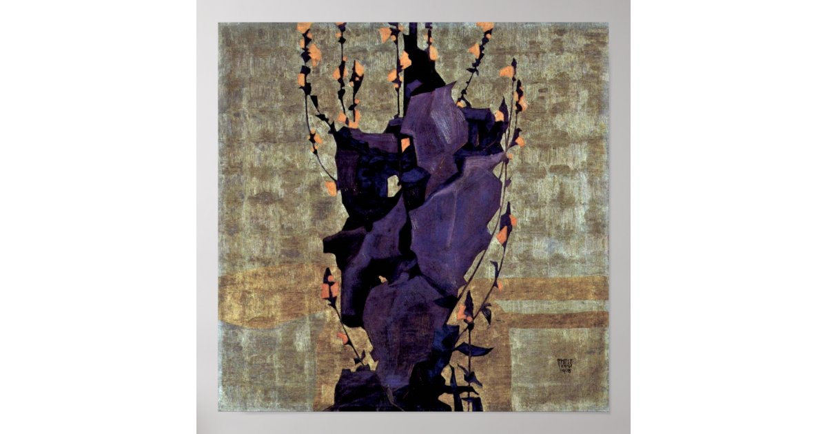 Egon Schiele - Stylised flowers still life Poster | Zazzle ...
