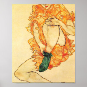 Egon Schiele- The Green Stocking Poster