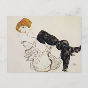 Egon Schiele- Woman in Black Stockings Postcard