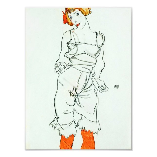 Egon Schiele - Woman In Underclothes And Stockings Photo Print (Front)