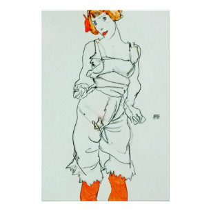 Egon Schiele - Woman In Underclothes And Stockings Poster
