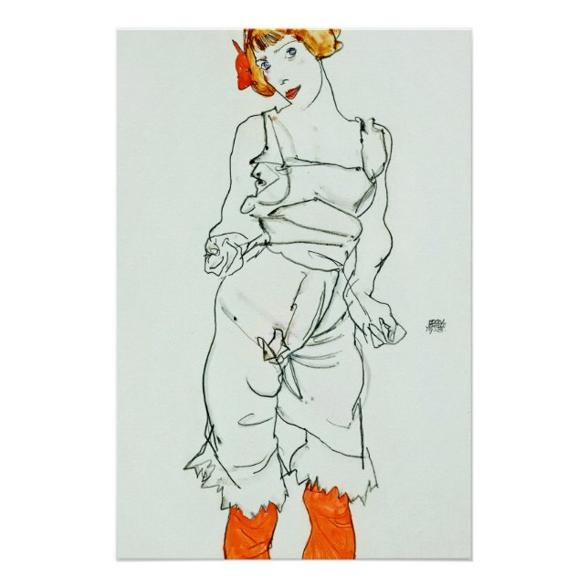Egon Schiele - Woman In Underclothes And Stockings Poster (Front)