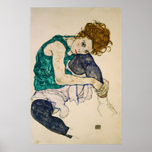 Egon Schiele Woman Painting Expressionist Portrait Poster
