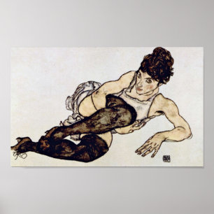 Egon Schiele - Woman with Green Stockings Poster