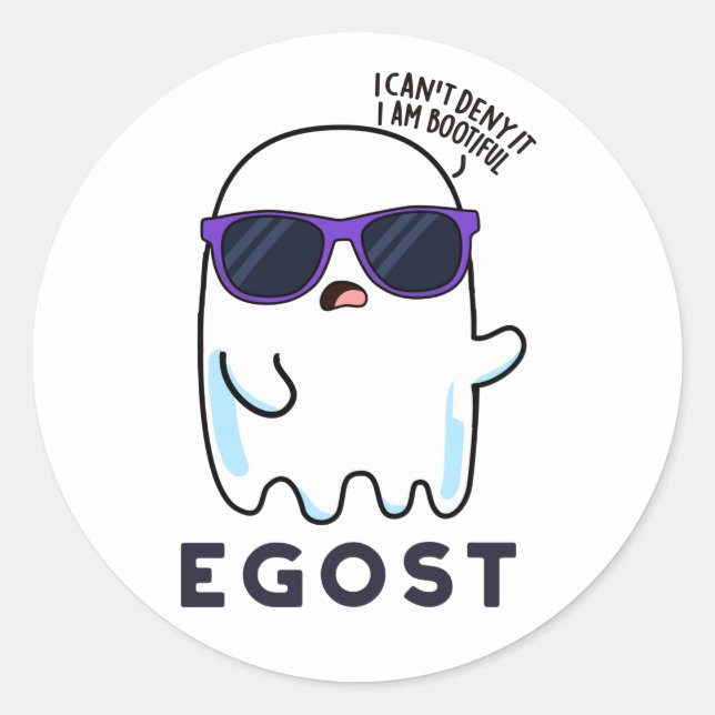 Egost Funny Halloween Ego Ghost Pun Classic Round Sticker (Front)