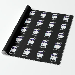 Egost Funny Halloween Ego Ghost Pun Dark BG Wrapping Paper
