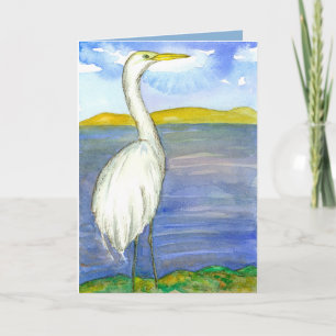 Egret Bird Watercolor Thinking Of You Card