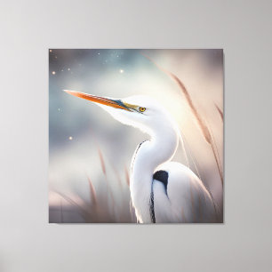 Egret by the sea fine art canvas print