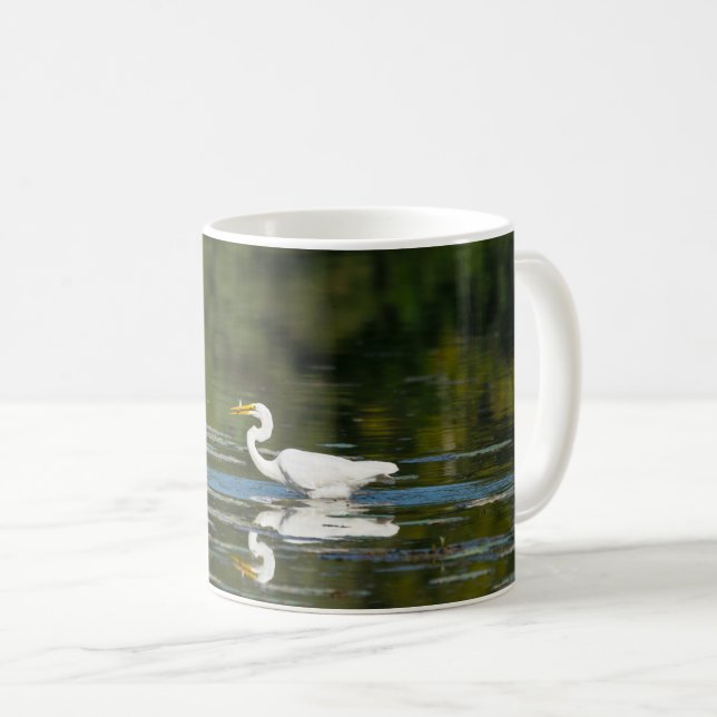 Egret Fish Feast Coffee Mug (Front Right)
