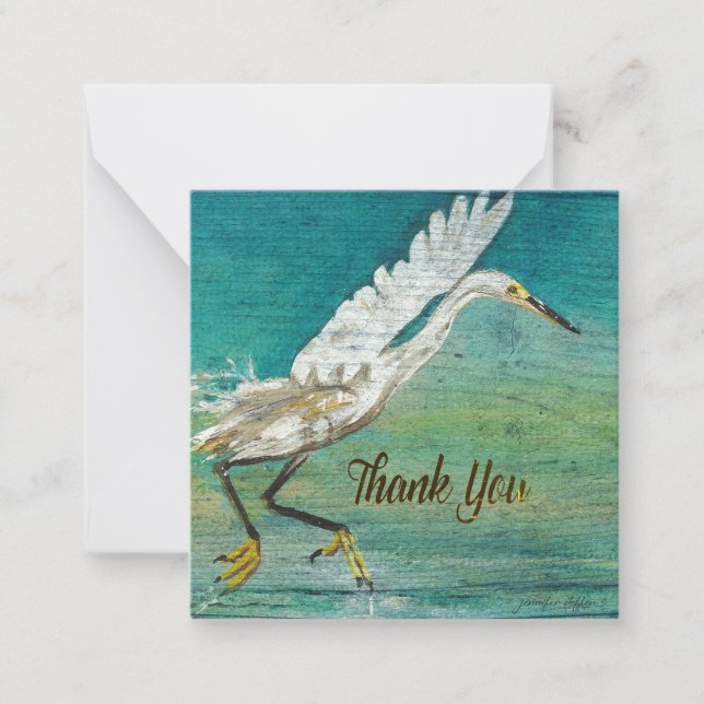 Egret Gorgeous Bird Beach House Thank You Card (Front)