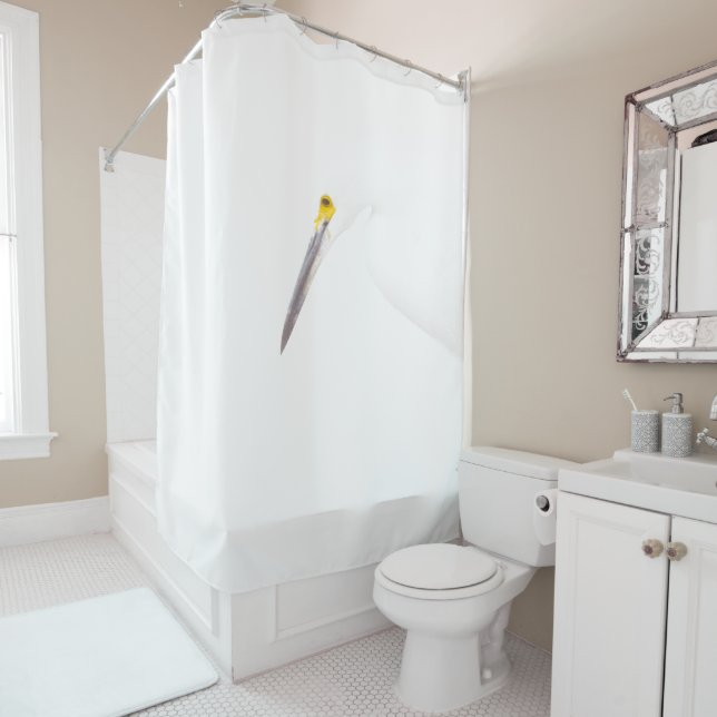 Egret headshot shower curtain (In Situ)