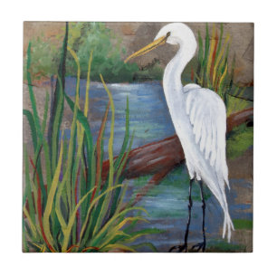 Egret in Bayou Tile