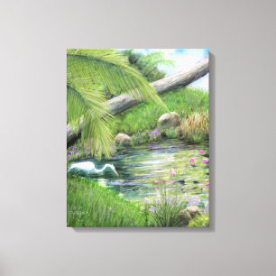 Egret on Pond  Canvas Print
