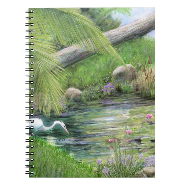 Egret on Pond  Notebook (Front)
