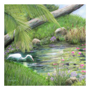 Egret on Pond Photo Print