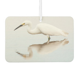 Egret on still pond car air freshener
