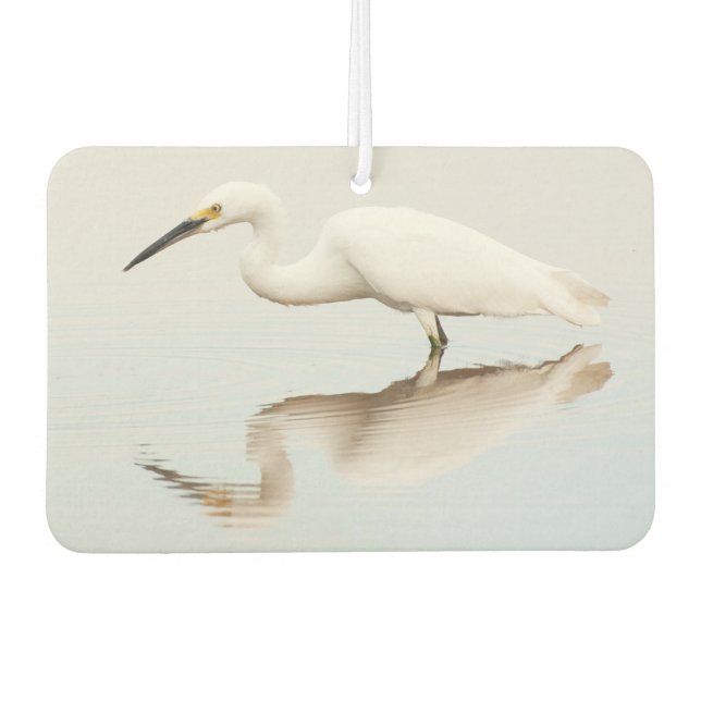 Egret on still pond car air freshener (Front)
