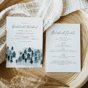EGRET Rustic Blue Winter Pine Tree Bachelorette Invitation