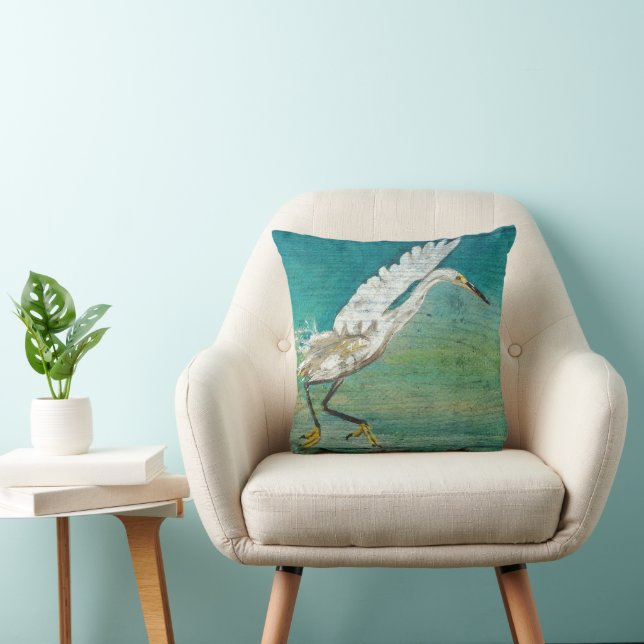 Egret Shorebird Beach Lake House Cushion (Chair)