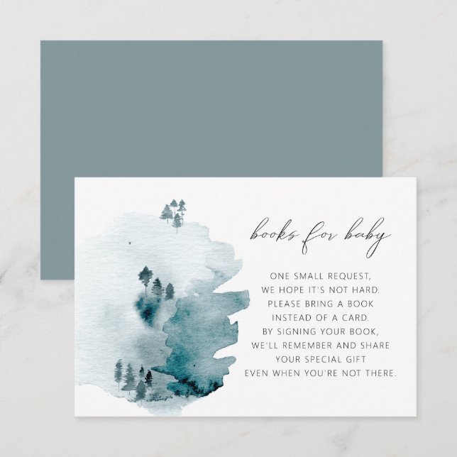 EGRET Slate Blue Pine Baby Shower Books for Baby  Invitation (Front/Back)