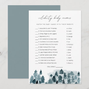EGRET Slate Blue Pine Celebrity Baby Names Game I Invitation