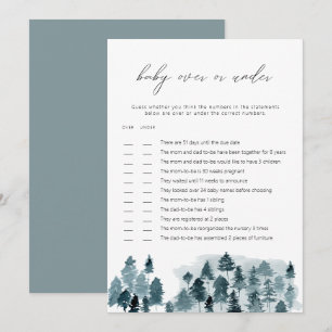 EGRET Slate Blue Pines Over or Under Baby Game Invitation