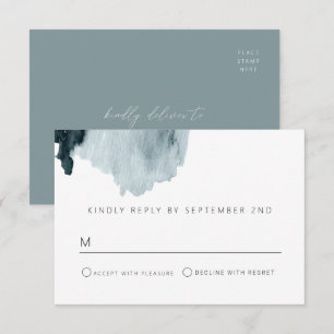 EGRET Slate Blue Rustic Watercolor RSVP Postcard
