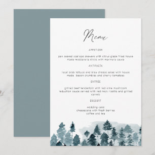 EGRET Slate Blue Watercolor Pine Tree Menu