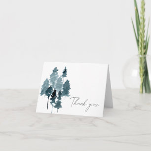 EGRET Slate Blue Watercolor Pines Thank You Card