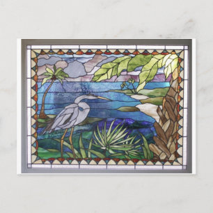 Egret Stained Glass Post Card