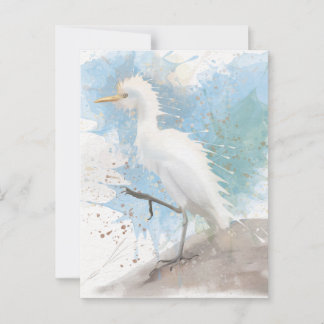 Egret watercolor  postcard
