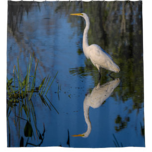 Egret White Water Bird Wildlife Animal Nature  Shower Curtain