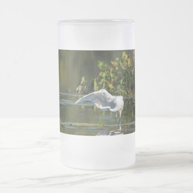Egret Wing Exam Frosted Glass Beer Mug (Center)