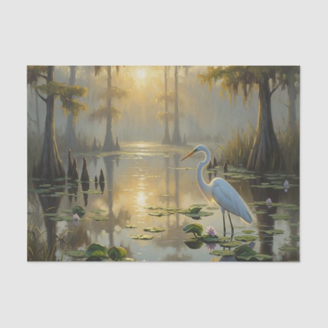 Egrets in Everglades National Park Morning Tissue Paper (Front)