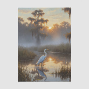 Egrets in Everglades National Park Morning Tissue Paper