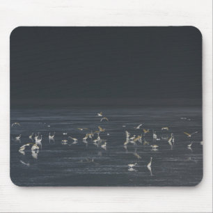 Egrets On The Midnight Blue Ocean Mouse Mat