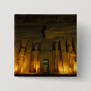 Egypt, Abu Simbel, Lighted facade of Small 15 Cm Square Badge