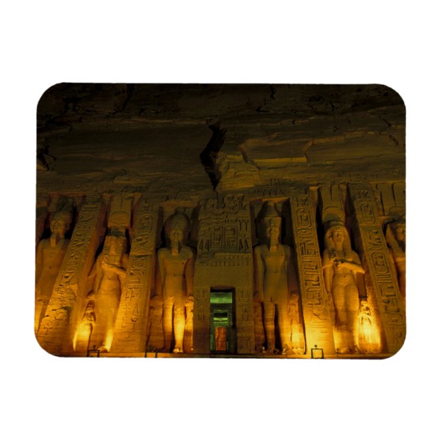 Egypt, Abu Simbel, Lighted facade of Small Magnet (Horizontal)