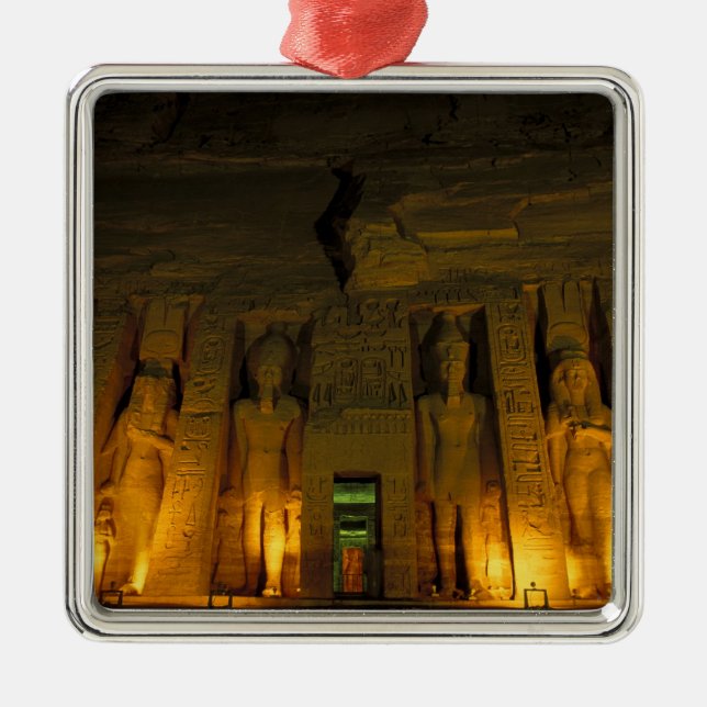 Egypt, Abu Simbel, Lighted facade of Small Metal Tree Decoration (Front)