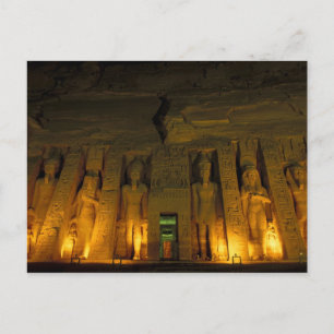 Egypt, Abu Simbel, Lighted facade of Small Postcard
