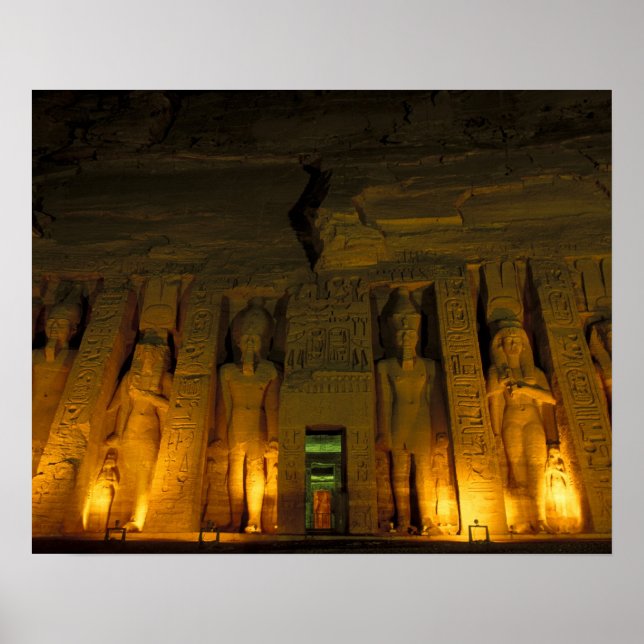 Egypt, Abu Simbel, Lighted facade of Small Poster (Front)