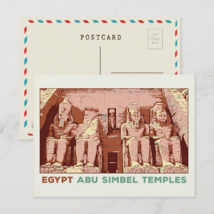Egypt, Abu Simbel temples illustration  Postcard