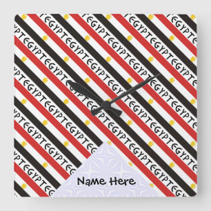 Egypt and Egyptian Flag Tiled with Your Name Square Wall Clock