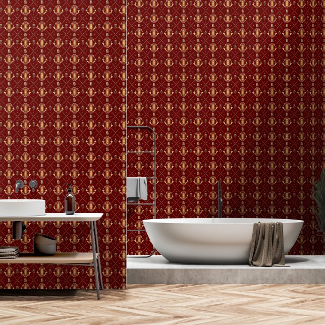 Egypt Art Deco Lotus Nefertiti  Wallpaper (Bathroom)