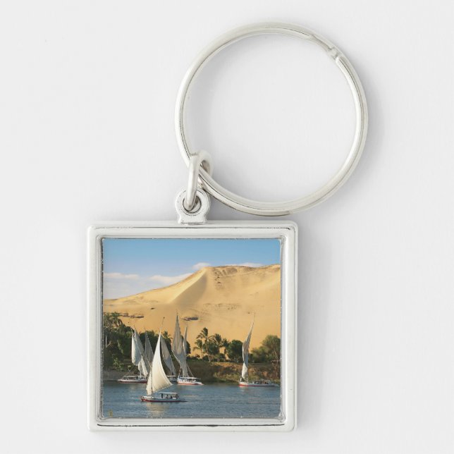 Egypt, Aswan, Nile River, Felucca sailboats, 2 Key Ring (Front)